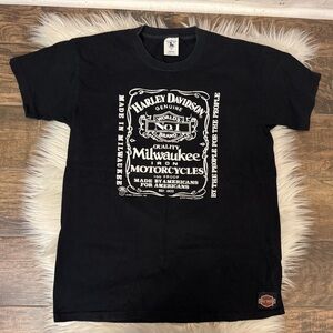 Vintage Harley Davidson made in USA villa park IL black white t‎ shirt med eagle